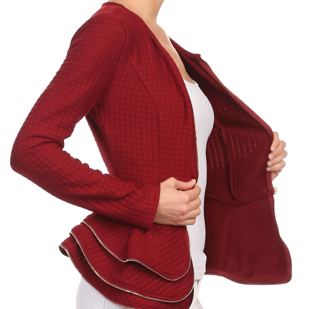 Burgundy Peplum Jacket NWT - Picture 5 of 6